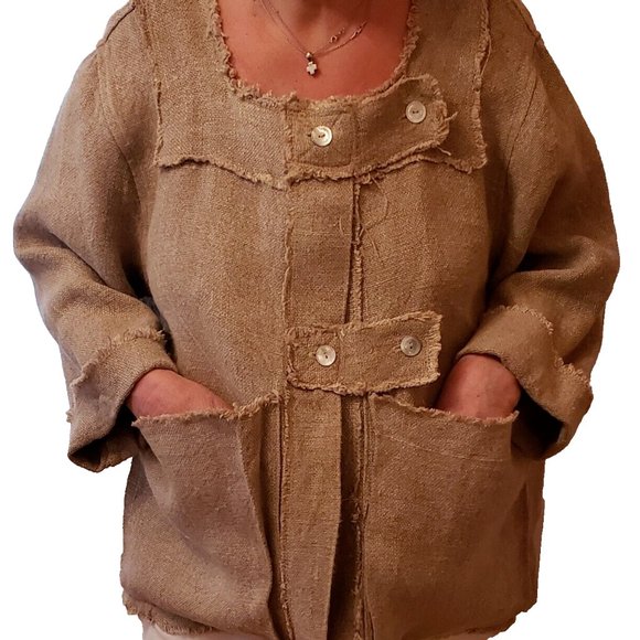 MAGNOLIA PEARL JACKET HOMESPUN LINEN IN NATURAL - Picture 3 of 10